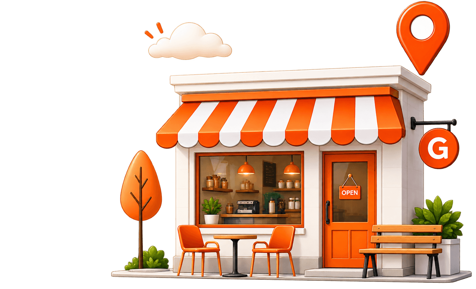Illustration of an independent restaurant storefront